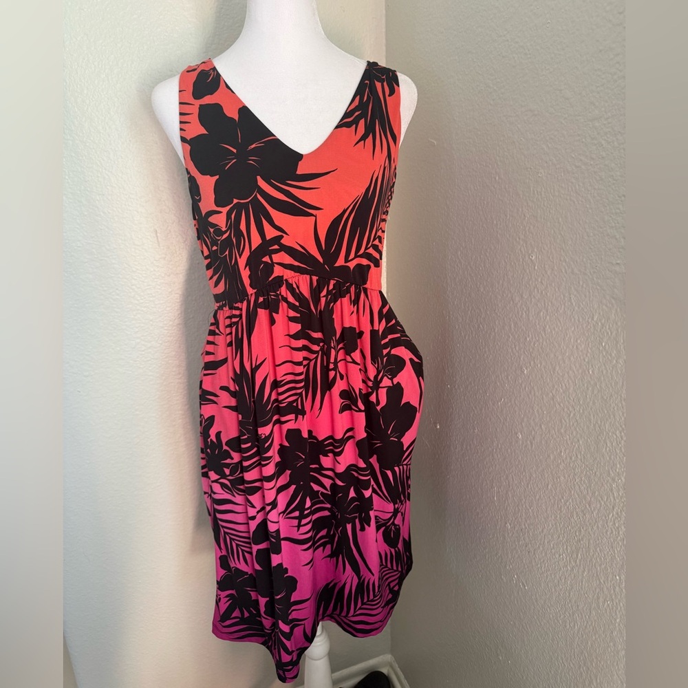 Soma Floral Sleeveless Dress - Pink and Black